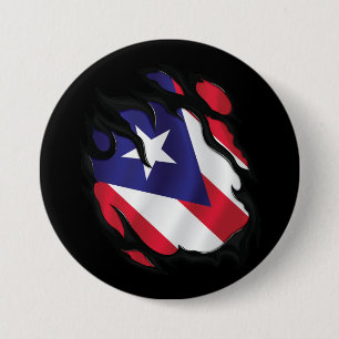 Chapa Redonda De 7 Cm Bandera arrancada de Puerto Rico