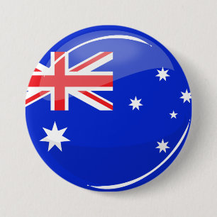 Chapa Redonda De 7 Cm Bandera australiana redonda brillante