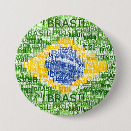 Chapa Redonda De 7 Cm Bandera brasileña - el Brasil textual