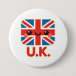 Chapa Redonda De 7 Cm Bandera británica Kawaii - Diseño británico bonito