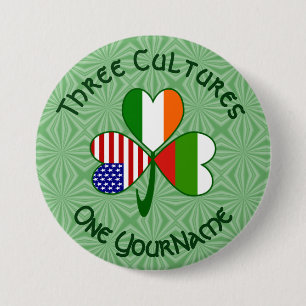 Chapa Redonda De 7 Cm Bandera búlgara irlandesa americana Shamrock Perso