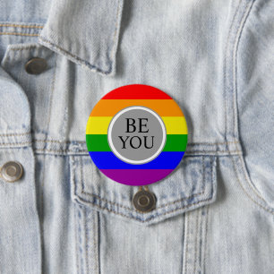 Chapa Redonda De 7 Cm Bandera Cool Gay Pride Sé tú