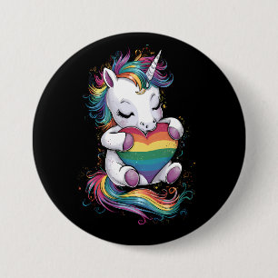Chapa Redonda De 7 Cm Bandera de arcoíris de corazón de unicornio de org