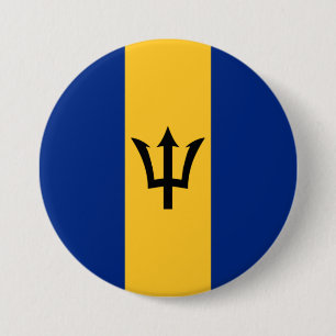 Chapa Redonda De 7 Cm Bandera de Barbados (Barbados) (Bajan)