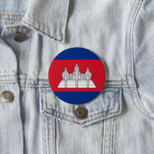 Chapa Redonda De 7 Cm Bandera de Camboya