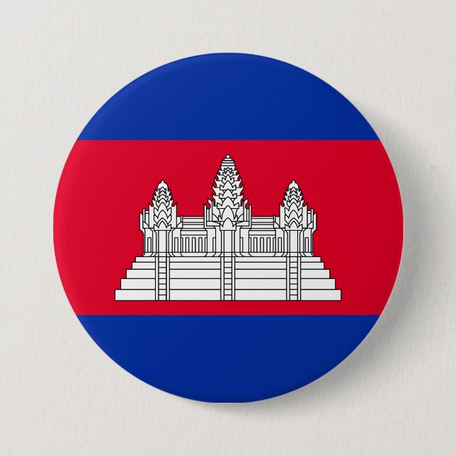 Chapa Redonda De 7 Cm Bandera de Camboya (Anverso)