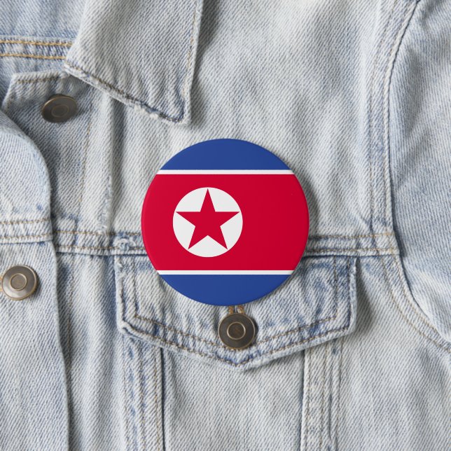 Chapa Redonda De 7 Cm Bandera de Corea del Norte (In situ)