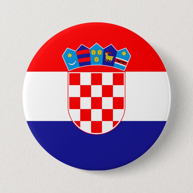 Chapa Redonda De 7 Cm Bandera de Croacia (Anverso)