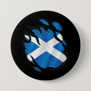 Chapa Redonda De 7 Cm Bandera de Escocia Desgarrada