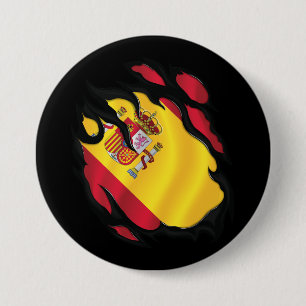 Chapa Redonda De 7 Cm Bandera de España Rota
