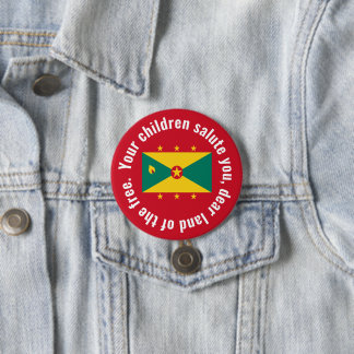Chapa Redonda De 7 Cm Bandera de Guyana Himno Nacional Rojo Verde Amaril
