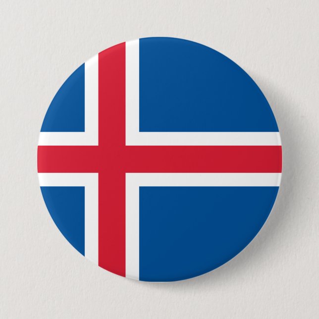 Chapa Redonda De 7 Cm Bandera de Islandia (Anverso)
