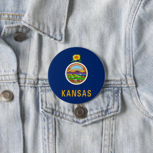 Chapa Redonda De 7 Cm Bandera de Kansas