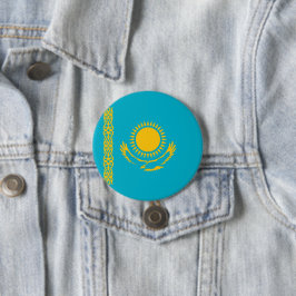Chapa Redonda De 7 Cm Bandera de Kazajistán