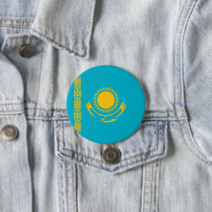 Chapa Redonda De 7 Cm Bandera de Kazajistán