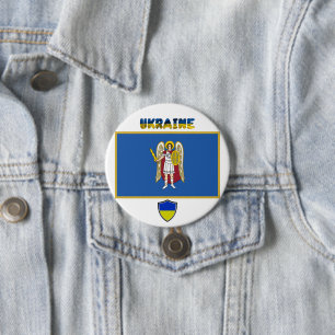 Chapa Redonda De 7 Cm Bandera de Kiev y Ucrania
