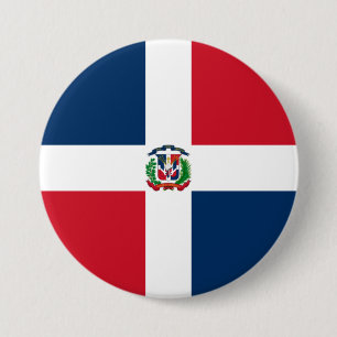 Chapa Redonda De 7 Cm Bandera de la República Dominicana