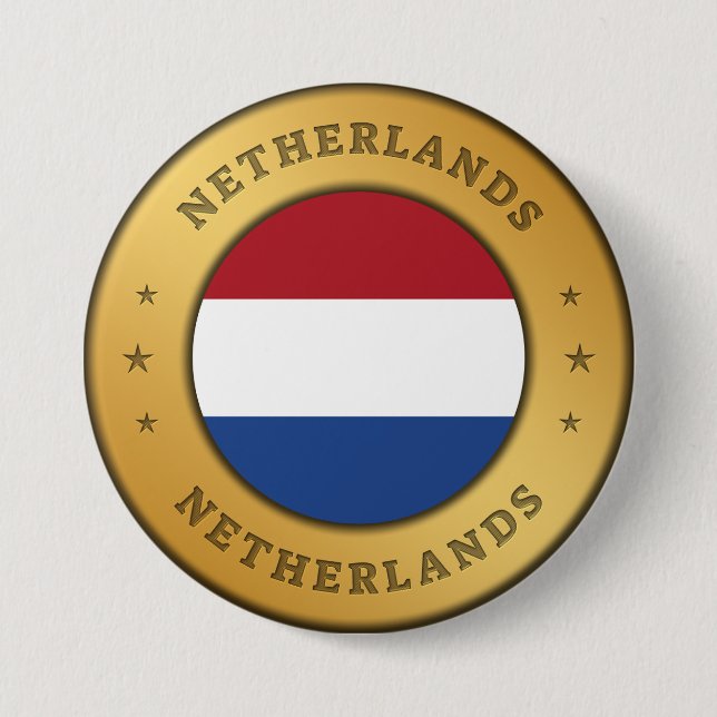 Chapa Redonda De 7 Cm Bandera de los Países Bajos (Anverso)