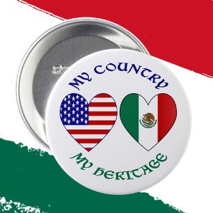 Chapa Redonda De 7 Cm Bandera de México Bandera de EE. UU. Mi País Mi He