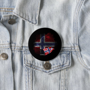 Chapa Redonda De 7 Cm bandera de Noruega