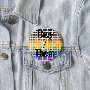 Chapa Redonda De 7 Cm Bandera de Orgullo Gay Lluvia de Colores Cuadros B