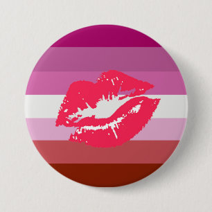 Chapa Redonda De 7 Cm Bandera de orgullo lesbiana de labial