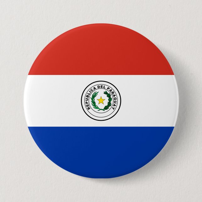 Chapa Redonda De 7 Cm Bandera de Paraguay (Anverso)