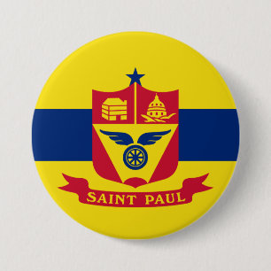 Chapa Redonda De 7 Cm Bandera de San Pablo (Minnesota)