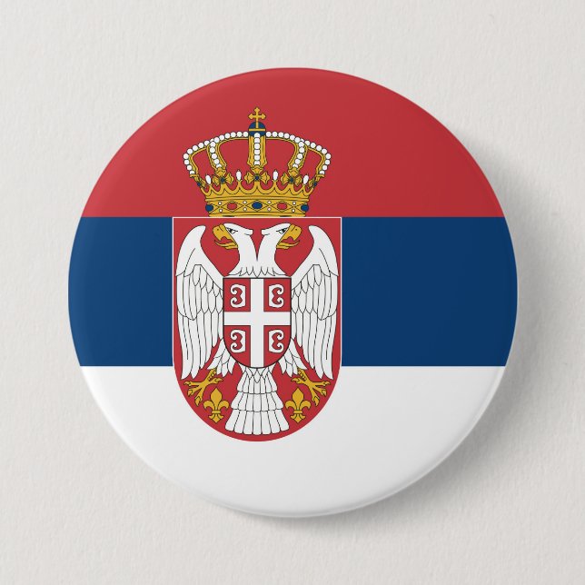 Chapa Redonda De 7 Cm Bandera de Serbia (Anverso)