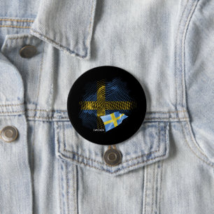 Chapa Redonda De 7 Cm bandera de Suecia