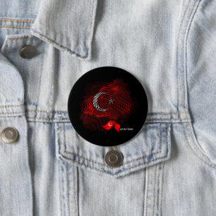Chapa Redonda De 7 Cm Bandera de Turquía