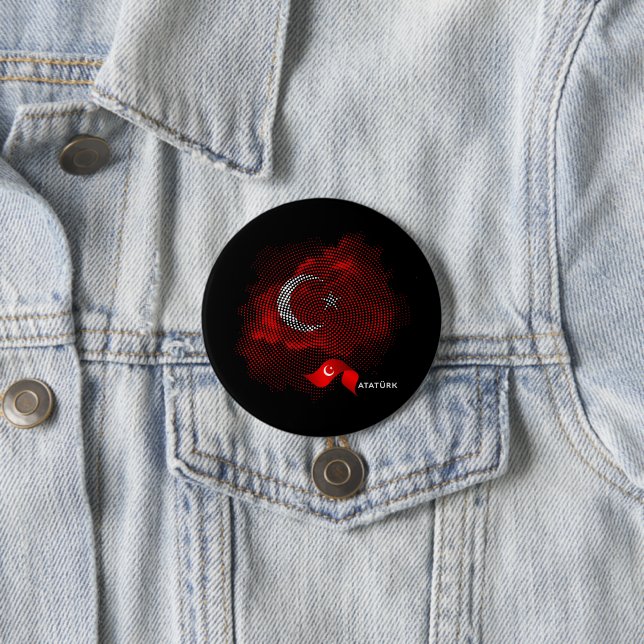 Chapa Redonda De 7 Cm Bandera de Turquía (In situ)