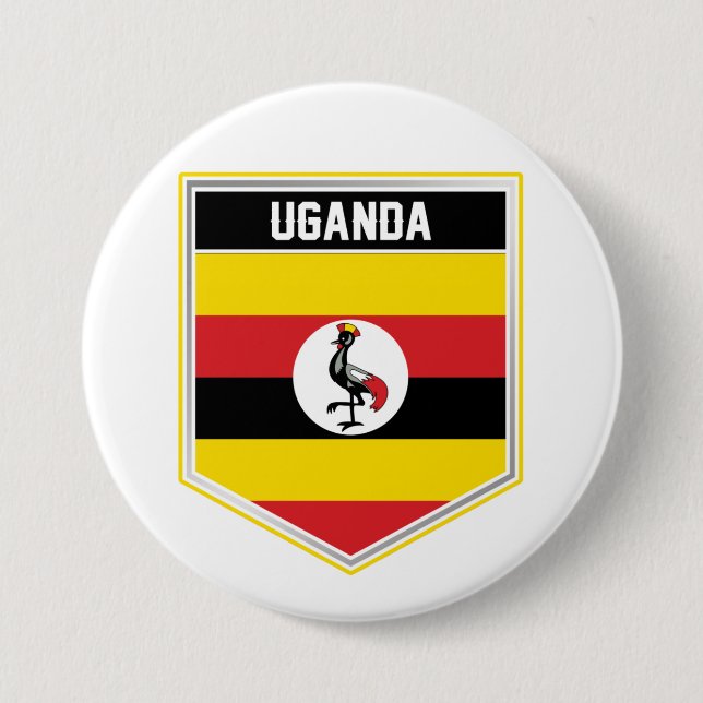 Chapa Redonda De 7 Cm Bandera de Uganda (Anverso)