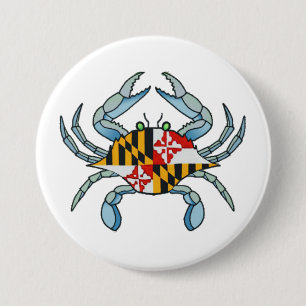 Chapa Redonda De 7 Cm Bandera del cangrejo de Maryland