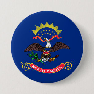 Chapa Redonda De 7 Cm Bandera del estado de Dakota del Norte (Dakotan de
