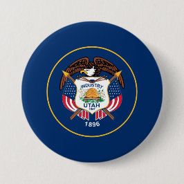 Chapa Redonda De 7 Cm Bandera del Estado de Utah