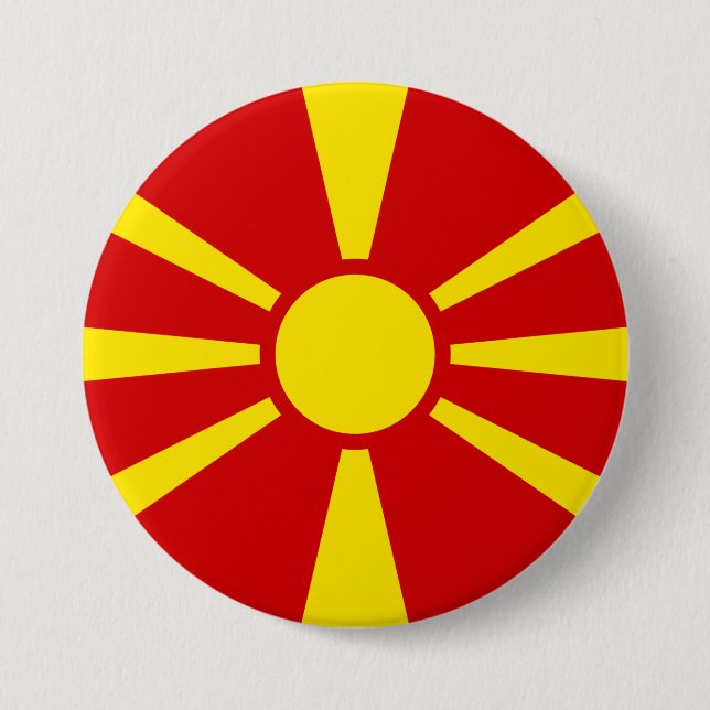 Chapa Redonda De 7 Cm Bandera del Norte de Macedonia (Anverso)