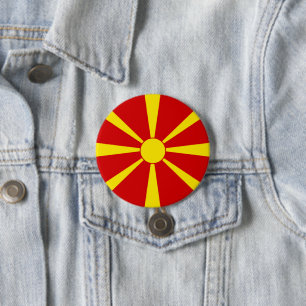 Chapa Redonda De 7 Cm Bandera del Norte de Macedonia