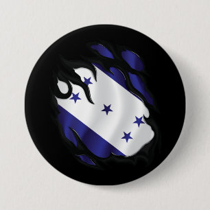Chapa Redonda De 7 Cm Bandera Desgarrada De Honduras