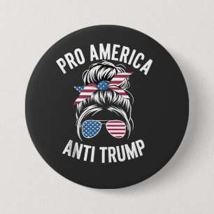 Chapa Redonda De 7 Cm Bandera estadounidense anti-Trump anti-Estados Uni