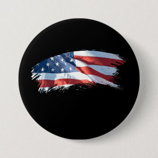 Chapa Redonda De 7 Cm Bandera estadounidense de pincel patriótico