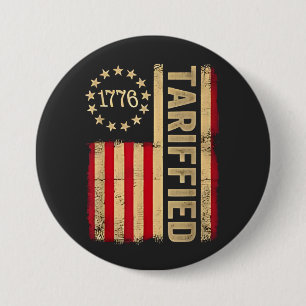 Chapa Redonda De 7 Cm Bandera estadounidense Tarrifs Americanos 1776