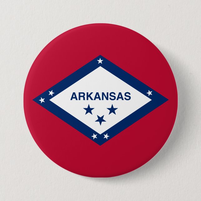 Chapa Redonda De 7 Cm Bandera Estatal de Arkansas (Anverso)