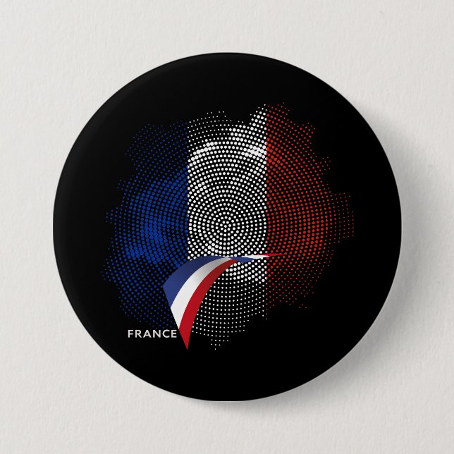 Chapa Redonda De 7 Cm bandera francesa (Anverso)