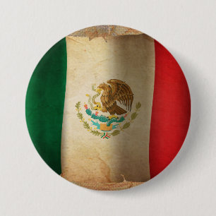 Chapa Redonda De 7 Cm Bandera Grunge de México