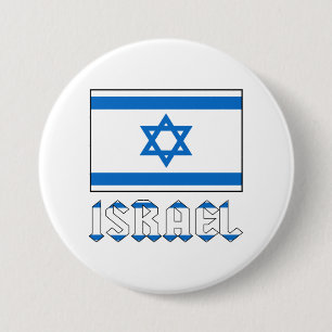 Chapa Redonda De 7 Cm Bandera israelí y palabra ISRAEL