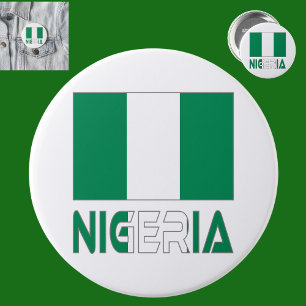 Chapa Redonda De 7 Cm Bandera nigeriana y Nigeria