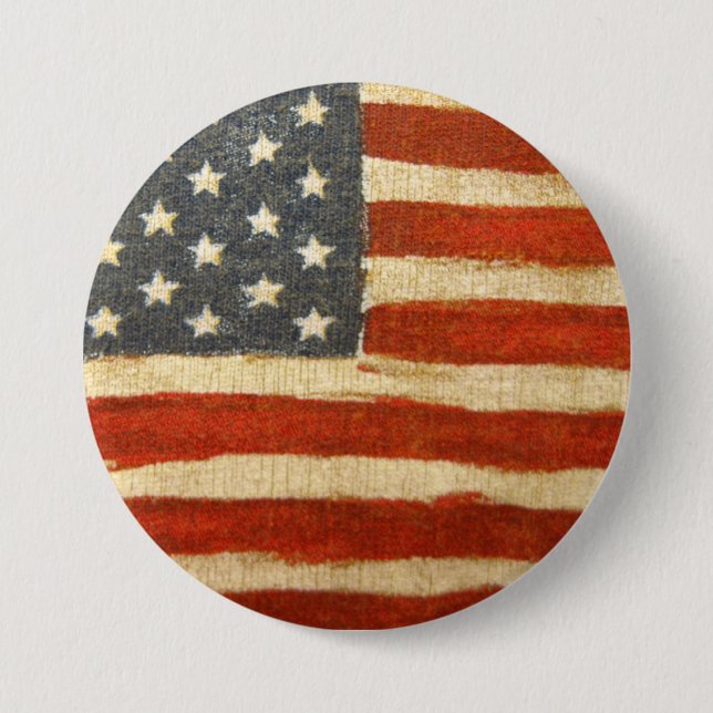 Chapa Redonda De 7 Cm Bandera norteamericana de la gloria vieja (Anverso)