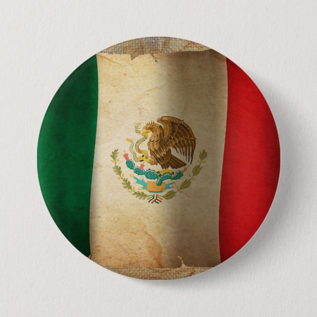 Chapa Redonda De 7 Cm Bandera ondulada de México (Anverso)