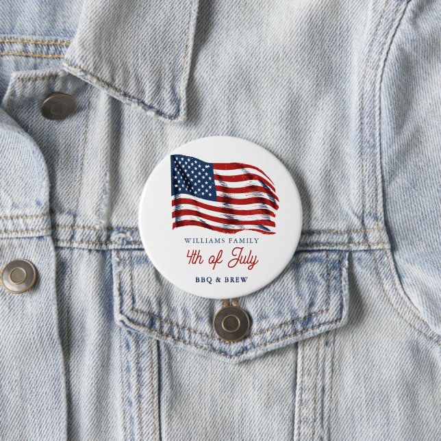 Chapa Redonda De 7 Cm Bandera Patriótica Americana Reunión Familiar del  (In situ)